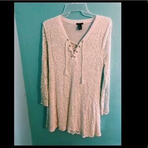 Hippie cream dress with flower details